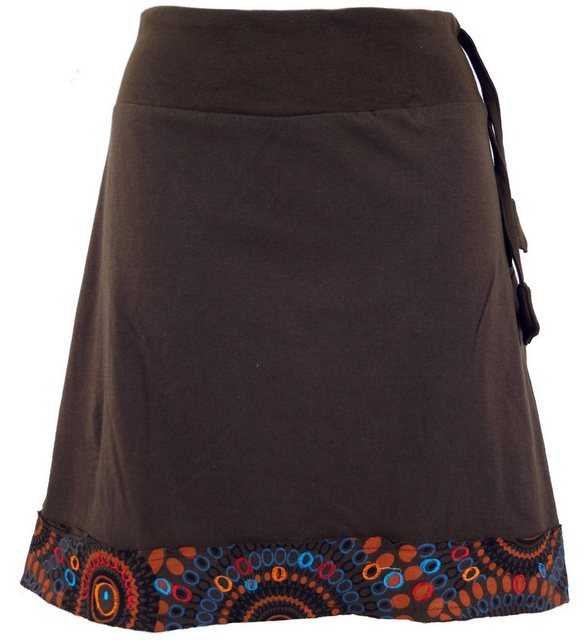 Guru-Shop Minirock Minirock mit besticktem Saum, Boho chic Rock,.. alternative Bekleidung