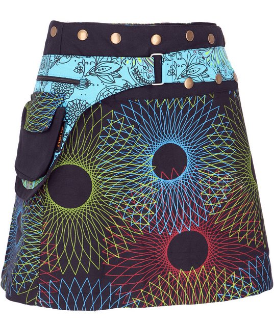 Guru-Shop Minirock Wickelrock, kurzer Fusion Mandala Goa Rock,.. alternative Bekleidung