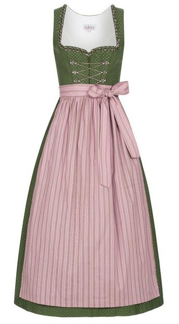 Nübler Dirndl Damen Dirndl lang im Landhausstil, Rocklänge 90cm (Dirndl Set lang THEA, 2-tlg., Dirndl Kleid mit Schürze) Moderne Tracht im bayerischen Stil - Trachtenmode Damen