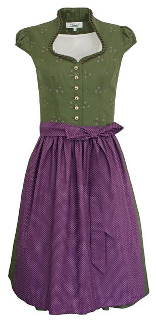 Trachtenmode Hiebaum Dirndl 'Isalie' - Traditionell, Grün Lila 60cm