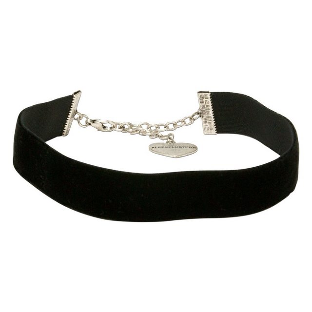 Alpenflüstern Choker Trachten-Samt-Kropfband breit (schwarz), - Trachtenkette enganliegend, Kropfkette elastisch, eleganter Damen-Trachtenschmuck, Samtkropfband