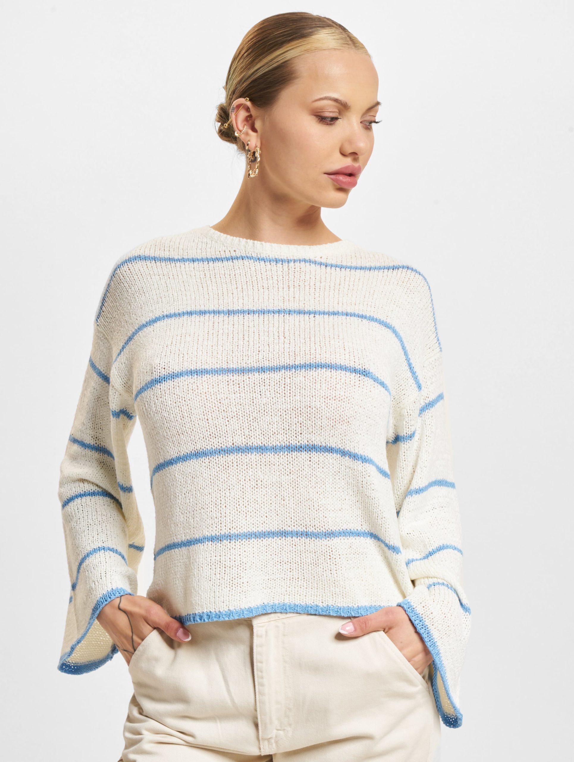 Only Geena 7/8 Stripe O Neck Knit Pullover