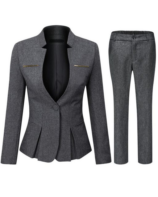 Allthemen Hosenanzug (2 tlg) Damen Eleganter Business Anzug Set mit einem Knopf