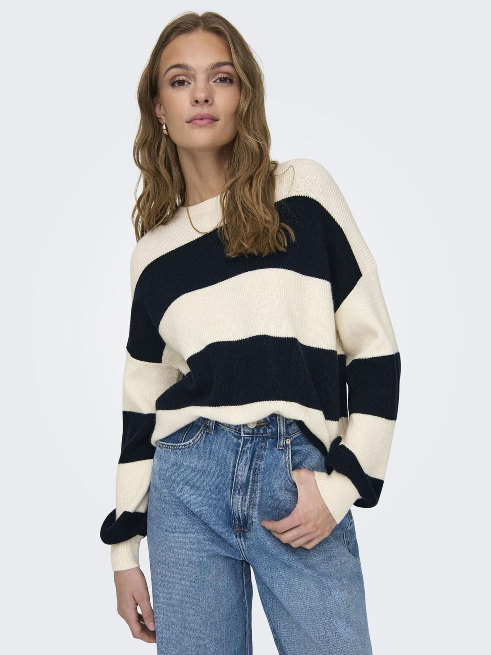 Only ONLATIA L/S STRIPE PULLOVER KNT NOOS